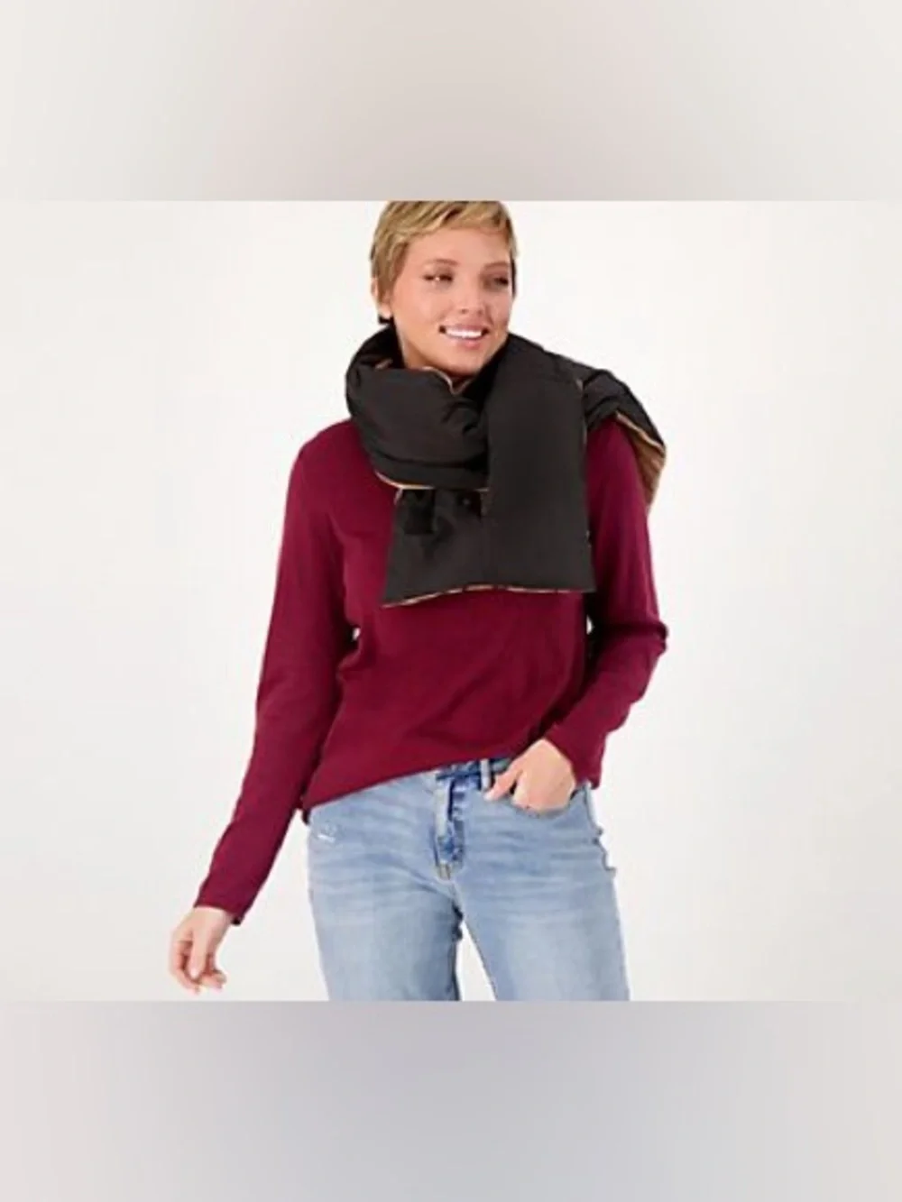 New Nuage QVC Reversible Pull Through Scarf Reversible Puffer Infinity Scarf